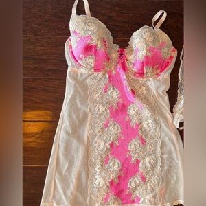 NEW Victoria’s Secret Sexy Little Things Pink Garter Slip Dress Babydoll 36C